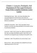 Chapter 1&colon; Lawyers&comma; Paralegals&comma; And Regulation Of The Legal Profession Exam With Complete Solutions Latest Update