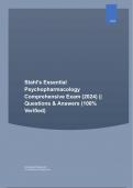 Stahl's Essential Psychopharmacology Comprehensive Exam &lpar;2024&rpar; &vert;&vert; Questions & Answers &lpar;100&percnt; Verified&rpar;