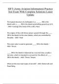 SIFT &lpar;Army Aviation Information&rpar; Practice Test Exam With Complete Solutions Latest Update