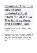 Download this fully solved and updated actual exam for OCR Law- The legal system and Criminal law