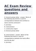 AC Exam Review questions and answers