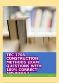 TEC 1708 CONSTRUCTION METHODS EXAM QUESTIONS WITH 100&percnt; CORRECT ANSWERS&excl;&excl;