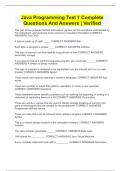 Java Programming Test 1 Complete Questions And Answers &vert; Verified