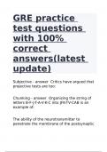 GRE practice test questions with 100&percnt; correct answers&lpar;latest update&rpar;