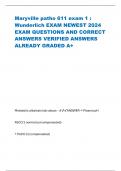 Maryville patho 611 exam 1 &colon; Wunderlich EXAM NEWEST 2024 EXAM QUESTIONS AND CORRECT ANSWERS VERIFIED ANSWERS ALREADY GRADED A&plus;