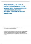 Maryville Patho 611 Exam 1 Practice Quiz Questions EXAM NEWEST 2024 EXAM QUESTIONS AND CORRECT ANSWERS VERIFIED ANSWERS ALREADY GRADED A&plus;