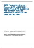 CPRP Practice Question and Answers EXAM LATEST 2024 - 2025 ACTUAL EXAM QUESTIONS AND CORRECT DETAILED ANSWERS &vert; EVERYTHING YOU NEED TO PASS EXAM