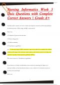 Nursing Informatics Week 3  Quiz Questions with Complete  Correct Answers &vert; Grade A&plus;