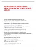 RN PEDIATRIC NURSING ONLINE PRACTICE WITH THE LATEST UPDATE 2023&sol;24