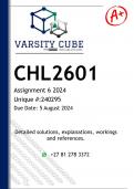 CHL2601 Assignment 6 &lpar;DETAILED ANSWERS&rpar; 2024 - DISTINCTION GUARANTEED