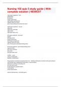 Nursing 105 quiz 5 study guide &vert; With complete solution &vert; NEWEST