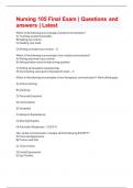Nursing 105 Final Exam &vert; Questions and answers &vert; Latest 