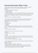 Nursing Informatics Week 3 Quiz Questions & answers 2023&sol;2024  With Complete Solutions & Verified Answers&period;