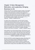 Chapter 14 Quiz&colon;  Management&comma; Motivation&comma; and Leadership  Bringing Business to Life