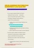 HESI RN LEADERSHIP PROCTORED EXAM  GUARANTEED A&plus; Latest Update 2024