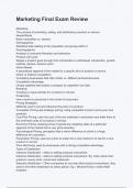 Marketing Final Exam Review Questions and Answers 100&percnt; Pass