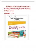 Test Bank For Neeb's Mental Health Nursing 6th Edition By Linda M&period; Gorman&comma; Robynn Anwar  Chapters 1 - 22