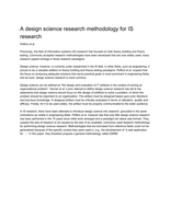 A design science research methodology for IS research