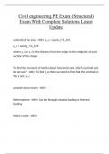 Civil engineering PE Exam &lpar;Structural&rpar; Exam With Complete Solutions Latest Update