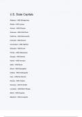 U&period;S&period; State Capitals Exam &lpar;elaborations&rpar; Questions & answers &vert; latest update version 2024 &vert; Verified 100&percnt; Correct Explations &vert; Already Passed Graded A&plus;&vert; Actual Complete Solution -  DISTINCTION GUARANTEED 