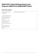 WGU D265 CRITICAL THINKING REASON AND EVIDENCE OBJECTIVE ASSESSMENT EXAM LATEST 2024&sol;25 QUESTIONS AND CORRECT ANSWERS