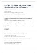 CA DMV CDL Class B Practice  Exam Questions And Correct Answers&period;