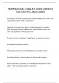 Plumbing Study Guide KY Exam Questions And Answers Latest Update