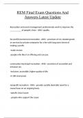 REM Final Exam Questions And Answers Latest Update