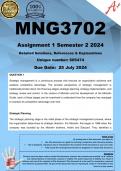 MNG3702 Assignment 1 &lpar;COMPLETE ANSWERS&rpar; Semester 2 2024 &lpar;605474&rpar; - DUE 25 July 2024