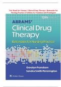 Test Bank for Abrams' Clinical Drug Therapy&colon; Rationales for Nursing Practice 13 Edition by Frandsen and Pennington