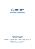 Summary Business Research Methods