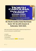 NC &lpar;North Carolina State&rpar; Real Estate Exam&sol; 40&plus; Qs with Answers & Rationales&sol; 2024-2025&period; 