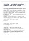 Needs Met &ndash; Telus Study Guide Exam Questions And Correct Answers&period;