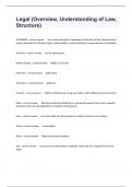 Legal &lpar;Overview&comma; Understanding of Law&comma; Structure&rpar; Actual Exam Questions And Answers&vert; 100&percnt; Verified&period;