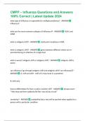 CMPP &ndash; Influenza Questions and Answers 100&percnt; Correct &vert; Latest Update 2024