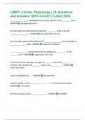 CMPP- Cardiac Physiology &vert; 76 Questions and Answers 100&percnt; Correct &vert; Latest 2024