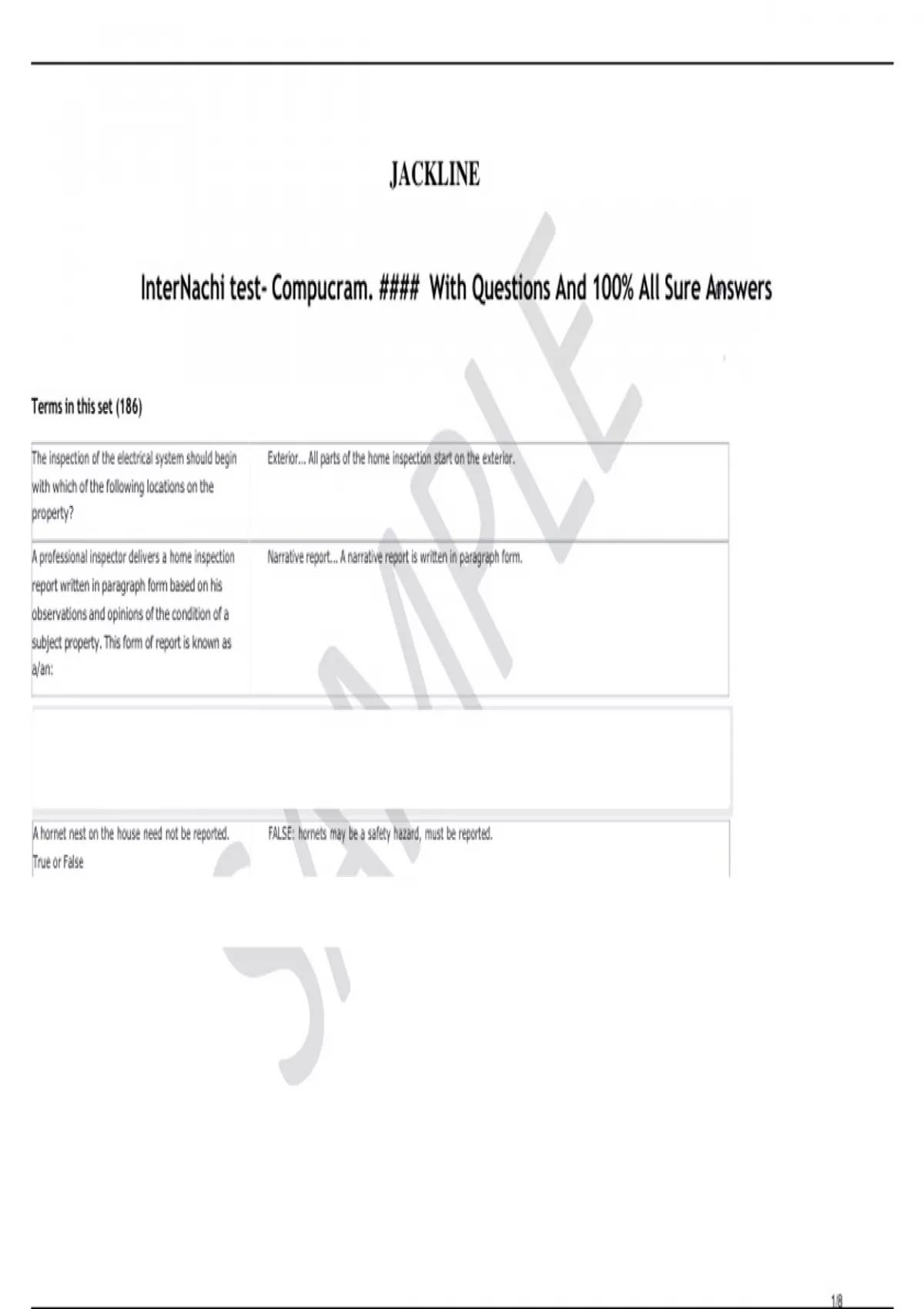 InterNachi test- Compucram. #### With Questions And 100% All Sure ...