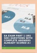 EA EXAM PART 1 &lpar;IRS SEE&rpar; QUESTIONS WITH COMPLETE ANSWERS ALREADY SCORED A&plus;