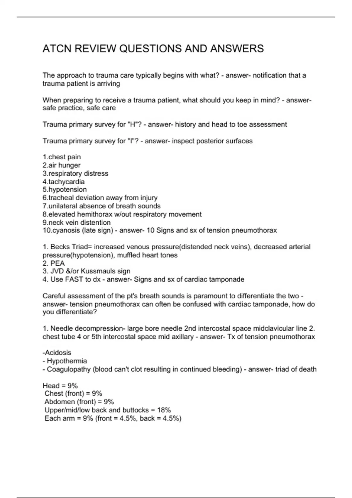 ATCN REVIEW QUESTIONS AND ANSWERS - ATCN - Stuvia US
