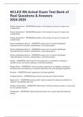 NCLEX RN Actual Exam Test Bank of Real Questions & Answers 2024-2025