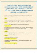TCEQ CLASS C WATER OPERATOR  LICENSE EXAM 2024 WITH 400 REAL EXAM  QUESTIONS AND CORRECT ANSWERS&sol;  TEXAS CLASS C WATER OPERATOR EXAM  2024&sol;2025 LATEST &lpar;NEW&excl;&excl;&rpar;