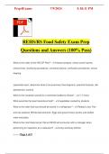 REHS&sol;RS Food Safety Exam Prep Questions and Answers &lpar;100&percnt; Pass&rpar;