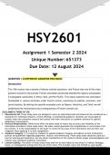 HSY2601 Assignment 1 &lpar;ANSWERS&rpar; Semester 2 2024 - DISTINCTION GUARANTEED