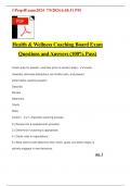 Health & Wellness Coaching Board Exam Questions and Answers &lpar;100&percnt; Pass&rpar;