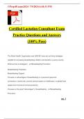 Certified Lactation Consultant Exam Practice Questions and Answers &lpar;100&percnt; Pass&rpar;