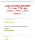 CP2 Final Exam Answered Questions &vert; Already  Passed &vert; 100 &percnt; Correct  Answers