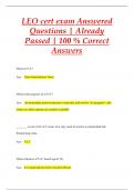 LEO cert exam Answered Questions &vert; Already  Passed &vert; 100 &percnt; Correct  Answers