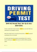 DMV NC Permit Test&sol; 40&plus; Qs & Ans&sol; 2024-2025&period;  