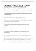 MEDICAL LAB SCIENCE ACCURATE QUESTONS AND ANSWERS 2024