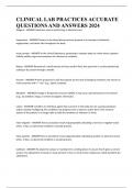 CLINICAL LAB PRACTICES ACCURATE QUESTIONS AND ANSWERS 2024